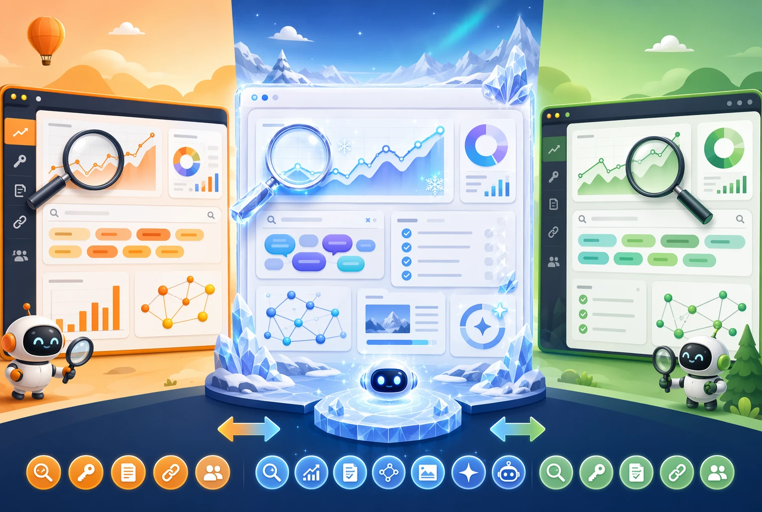 SEO Tools Comparison: Ahrefs, Semrush, and SnowSEO Feature Set