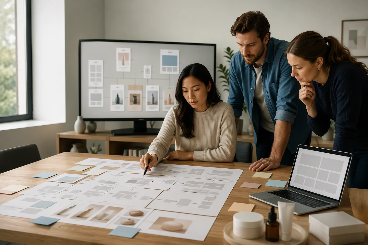 SEO specialist mapping topic clusters with product team