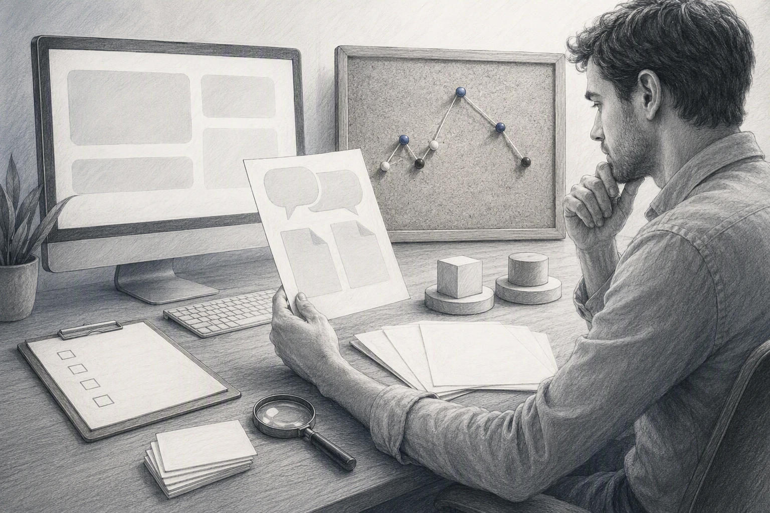 Pencil sketch of SEO workflow testing