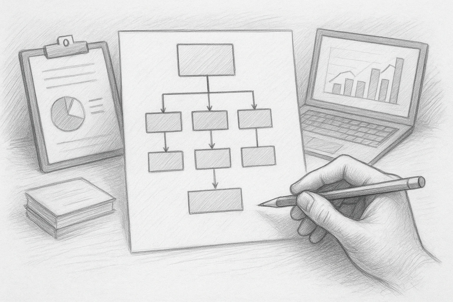 Pencil sketch of buyer intent flowchart