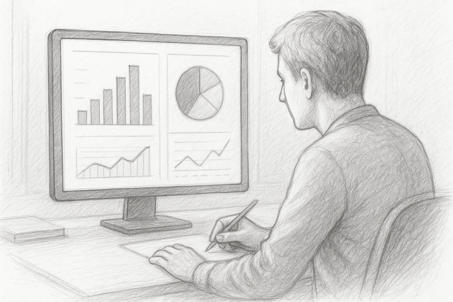 Pencil sketch infographic comparing AI search visibility metrics